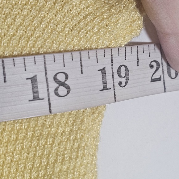 All at Once Sweater Womens Medium Yellow Waffle Knit Lace Up Tie Neck Tunic Top - Picture 13 of 15